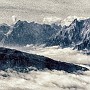 A panorama showing the peaks of the Sexten Dolomites, as seen from the Italian/Austrian border ridge.